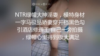 NTR绿帽大神淫妻，模特身材一字马极品娇妻穿开档黑色勾引酒店修理工 自己一旁拍摄，绿帽心里得到极大满足